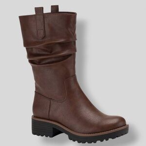 Sun + Stone Chocolate Brown Slouchy Mid-Calf Ankle Boots